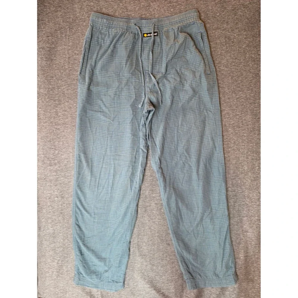 Life Is Good Men's Pajama Pants Small Gray Plaid Loungewear Comfort Preppy